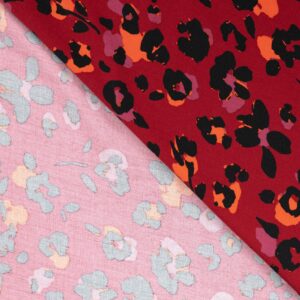 Twill de viscose rouge léopard
