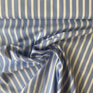 Coton polyester rayé bleu et blanc