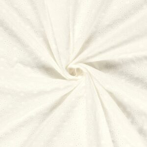 Popeline brodée blanc cassé