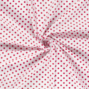 Popeline pois rouges fond blanc