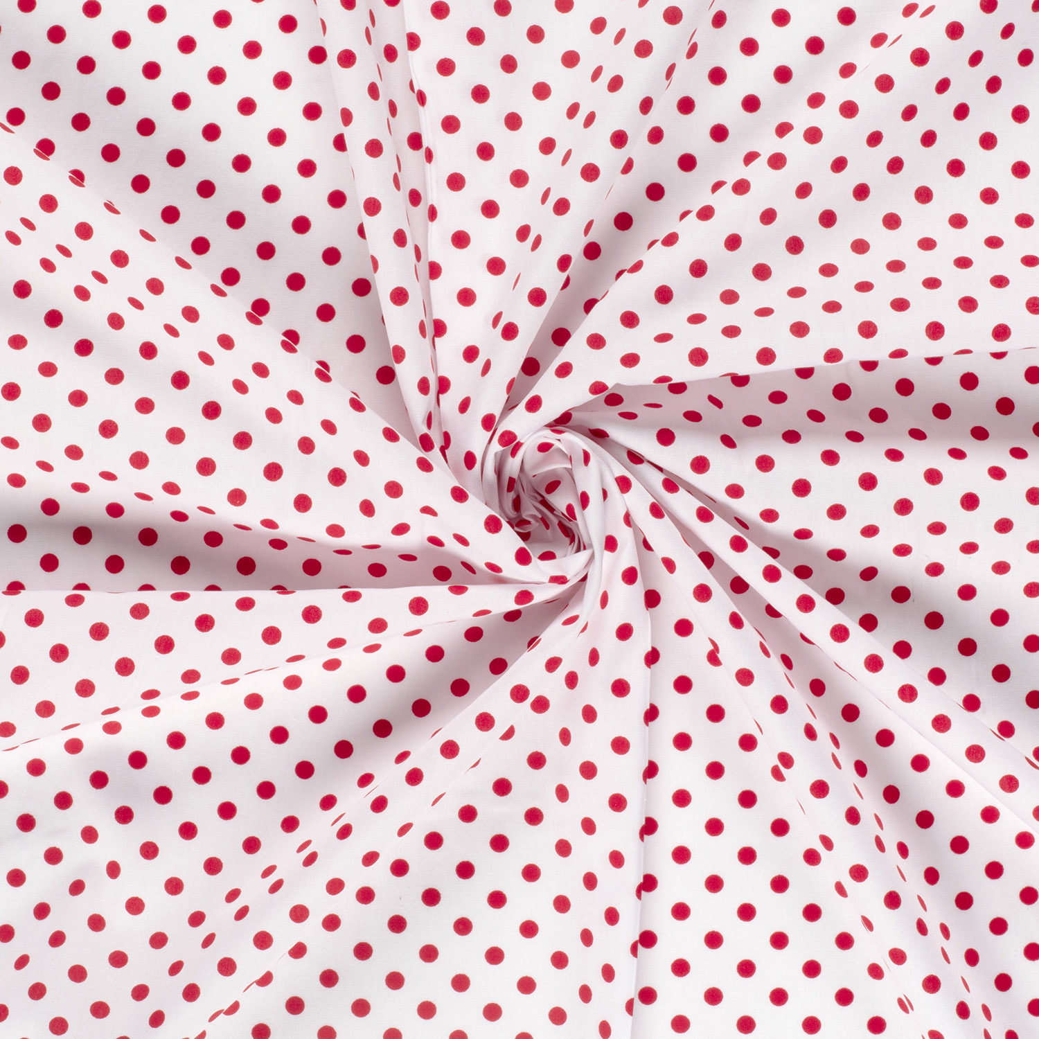 Popeline pois rouges fond blanc