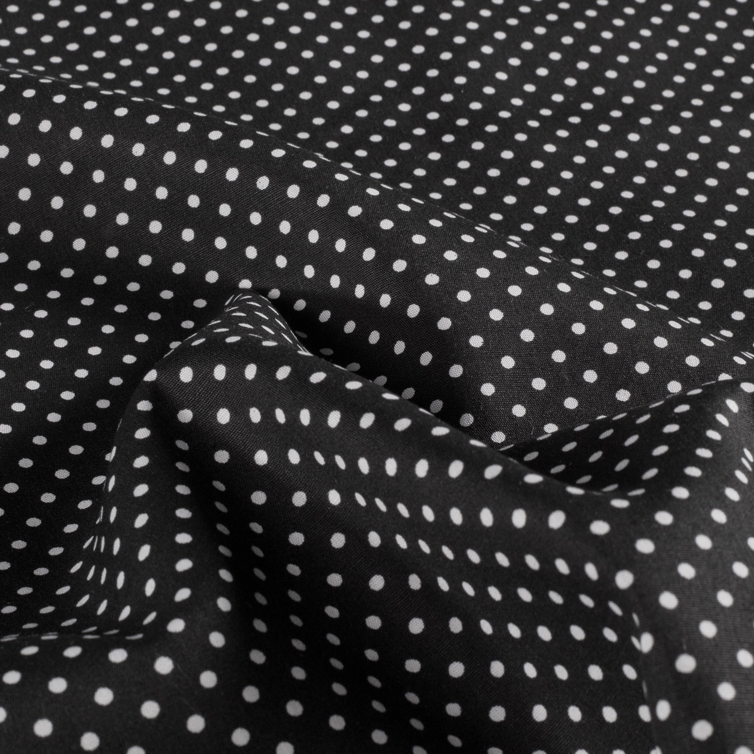 Popeline petits pois blancs fond noir – Image 2