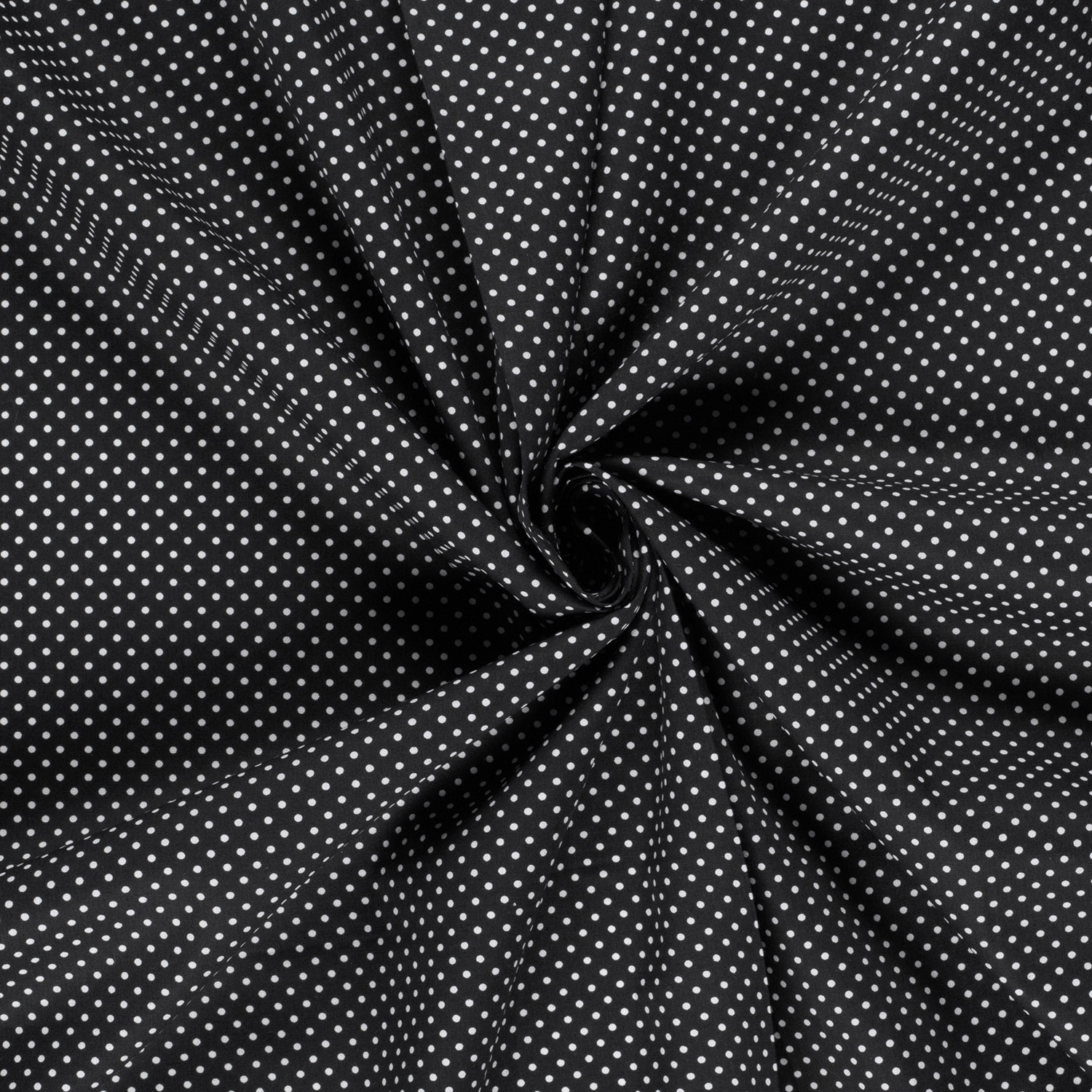 Popeline petits pois blancs fond noir