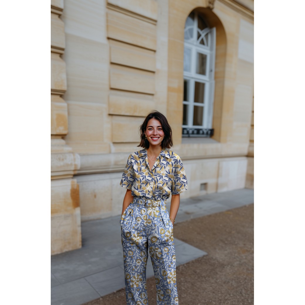 Coton indien citrons jaunes et bleu – Image 5