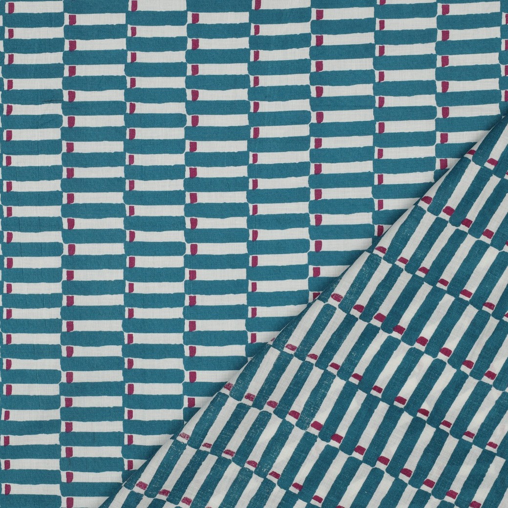 Coton indien géométrique pétrole – Image 4