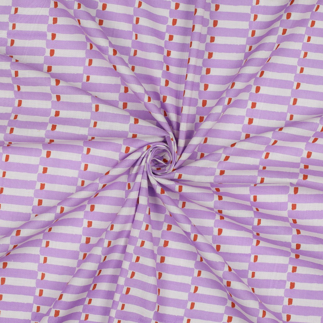 Coton indien géométrique lilas – Image 3