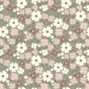 Popeline petites fleurs fond vert