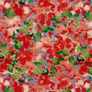 Satin de coton fleurs rouges