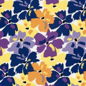 Crêpe de viscose fleurs abstraites cobalt