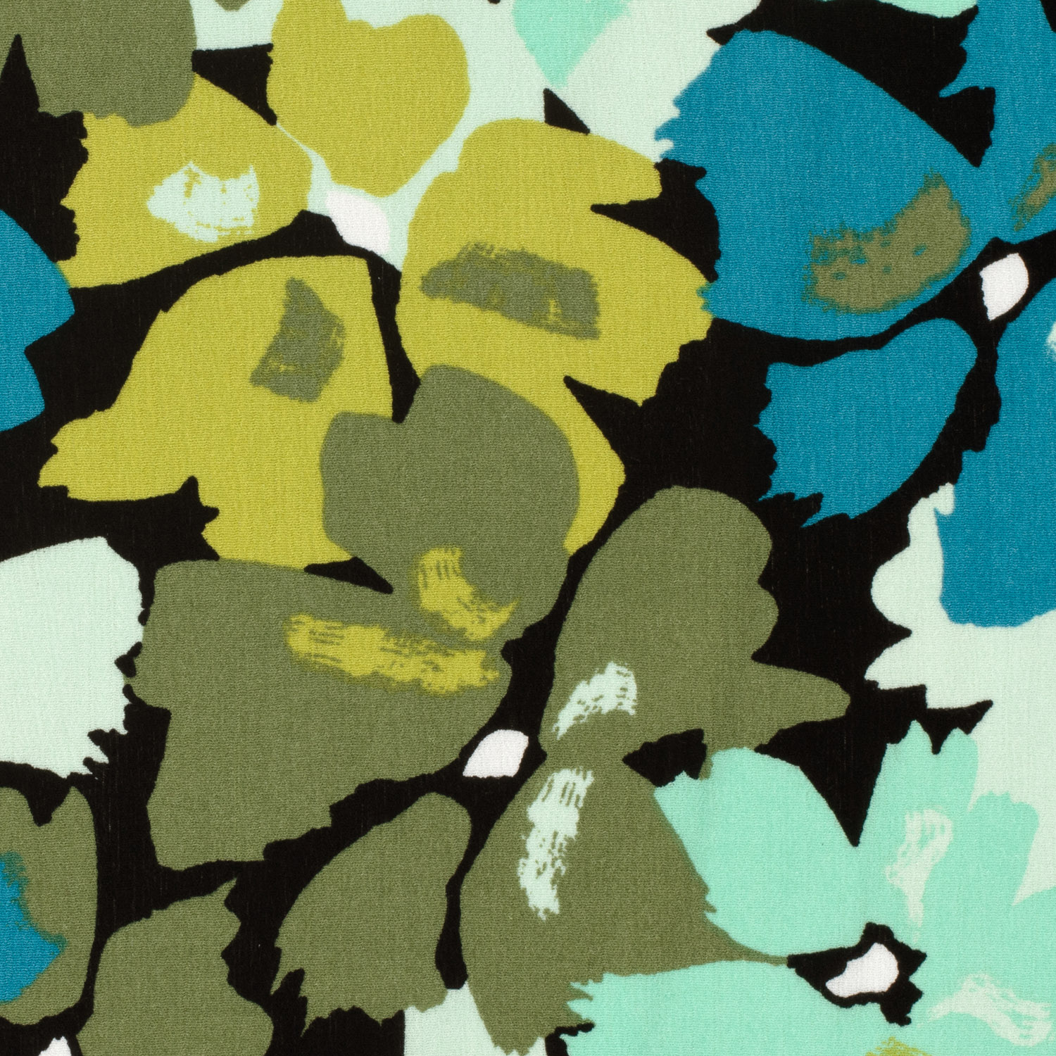 Crêpe de viscose fleurs abstraites kaki – Image 4