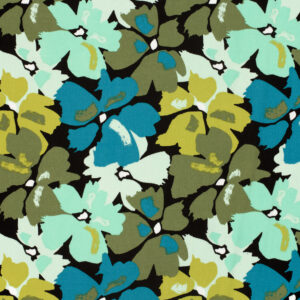 Crêpe de viscose fleurs abstraites kaki