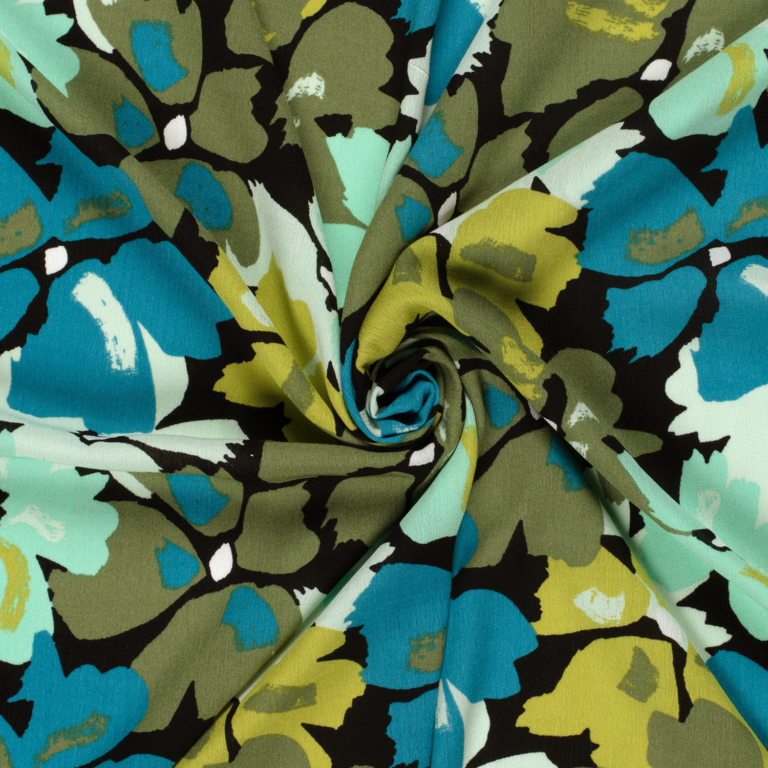 Crêpe de viscose fleurs abstraites kaki – Image 2