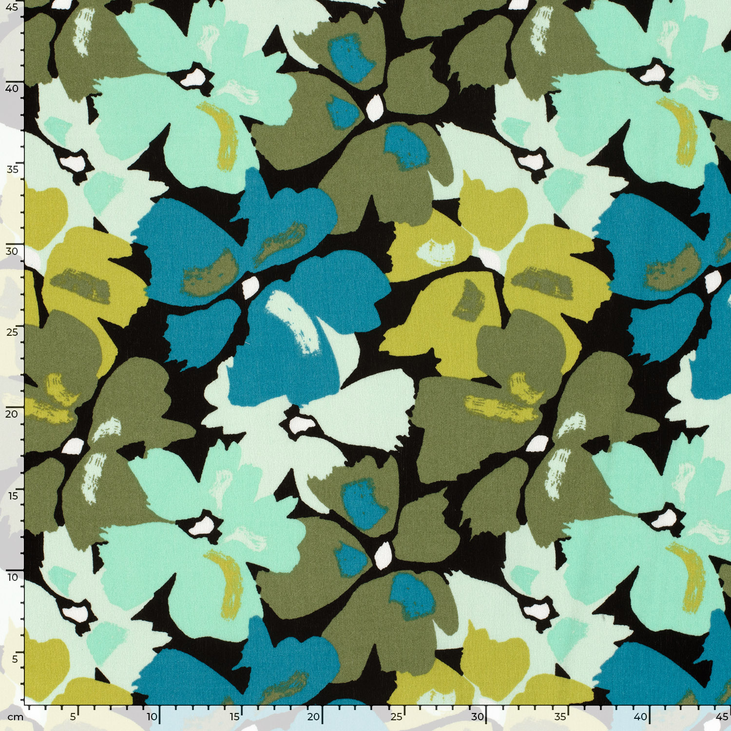 Crêpe de viscose fleurs abstraites kaki – Image 5