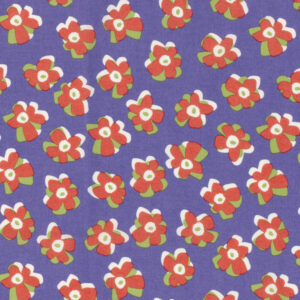 Satin de coton pourpre fleurs rouges