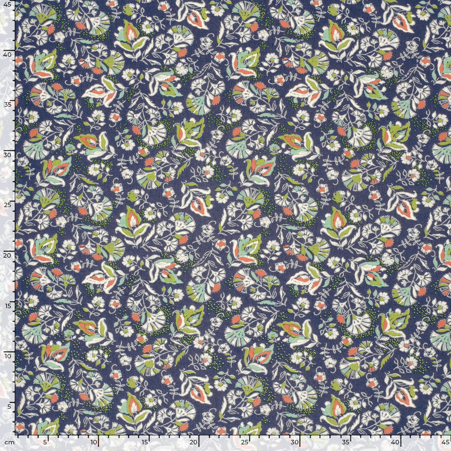 Popeline de viscose fond cobalt fleurs – Image 5