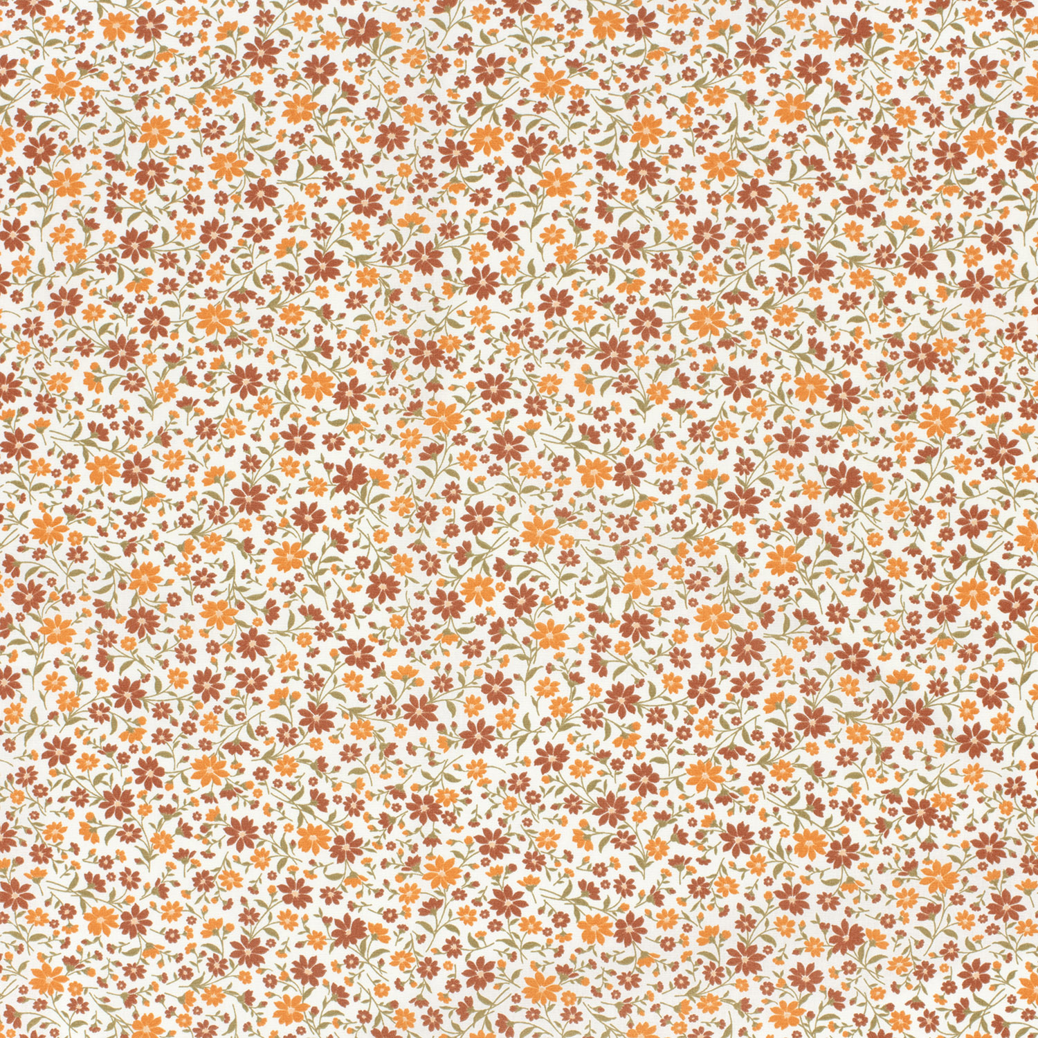 Popeline fleurs oranges fond blanc – Image 4