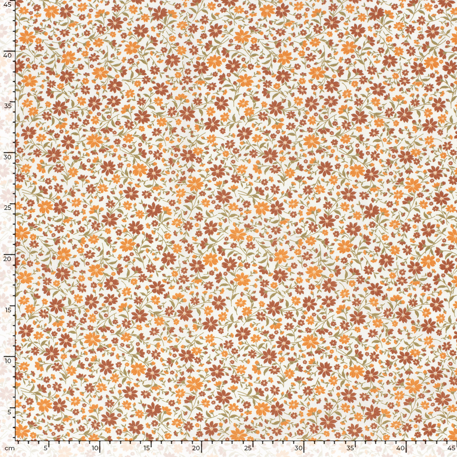 Popeline fleurs oranges fond blanc – Image 5
