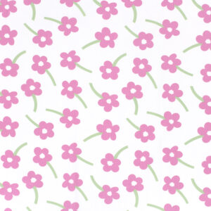 Popeline blanche fleurs roses