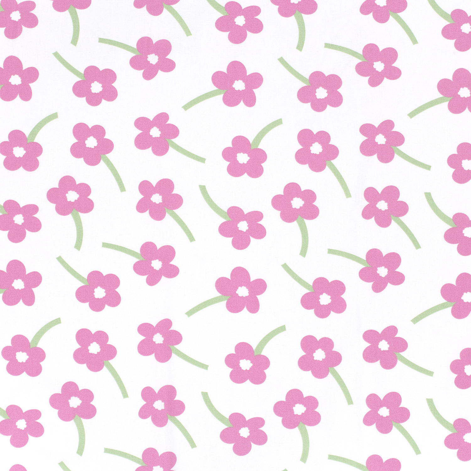 Popeline blanche fleurs roses