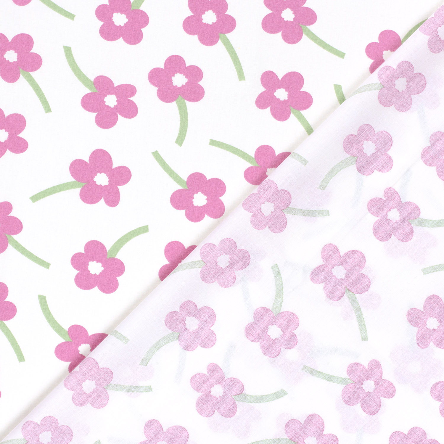 Popeline blanche fleurs roses – Image 3