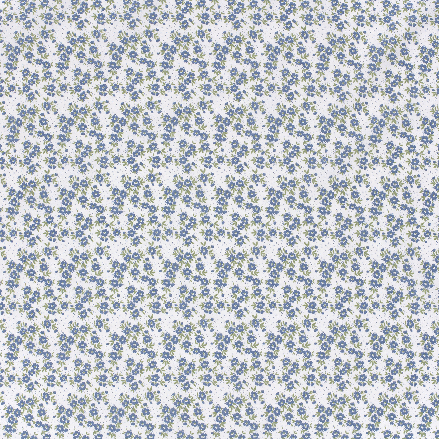 Popeline petites fleurs bleues fond blanc – Image 4
