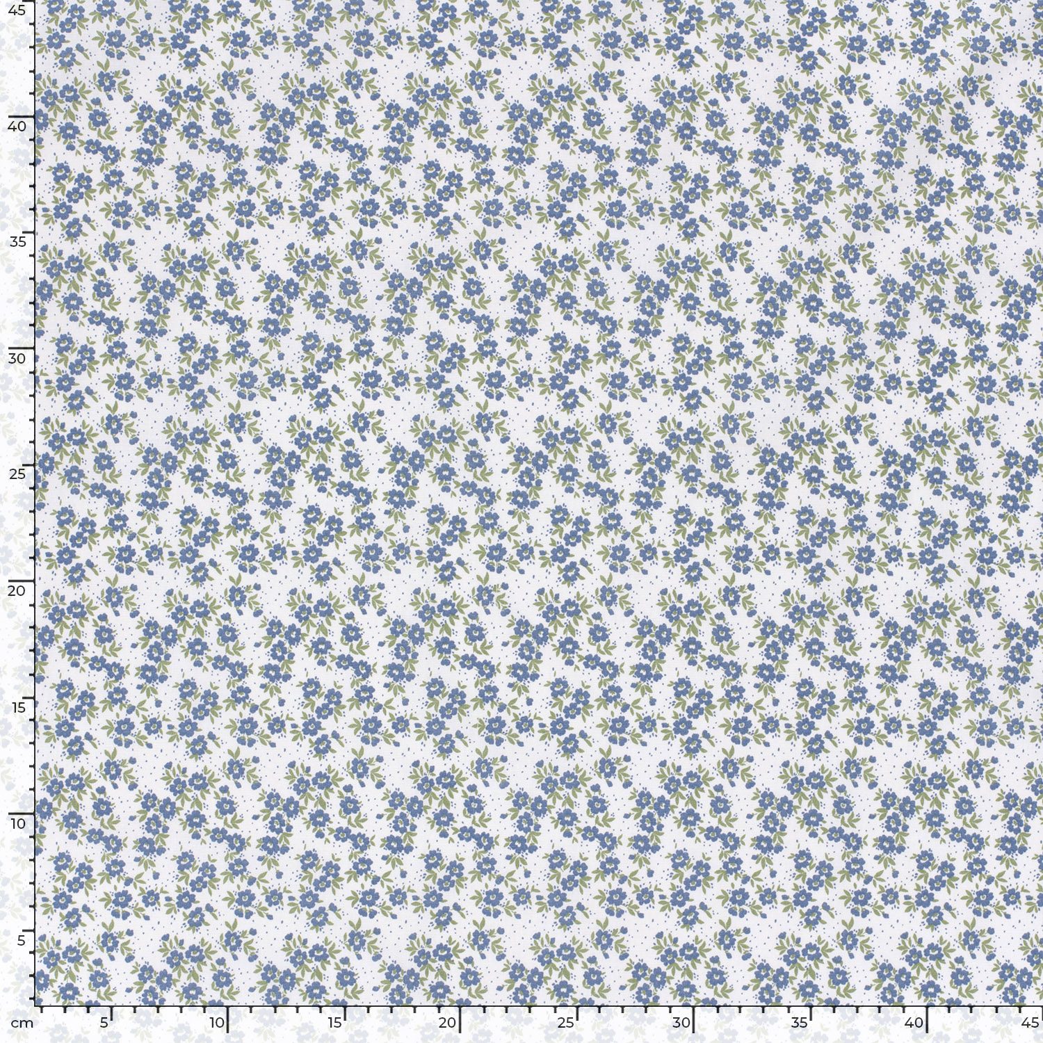 Popeline petites fleurs bleues fond blanc – Image 5