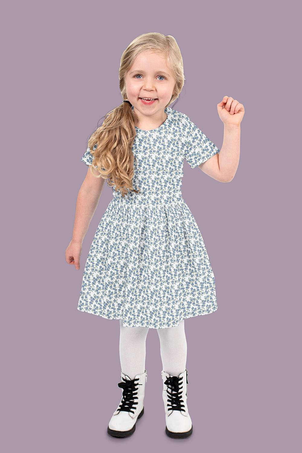 Popeline petites fleurs bleues fond blanc – Image 6