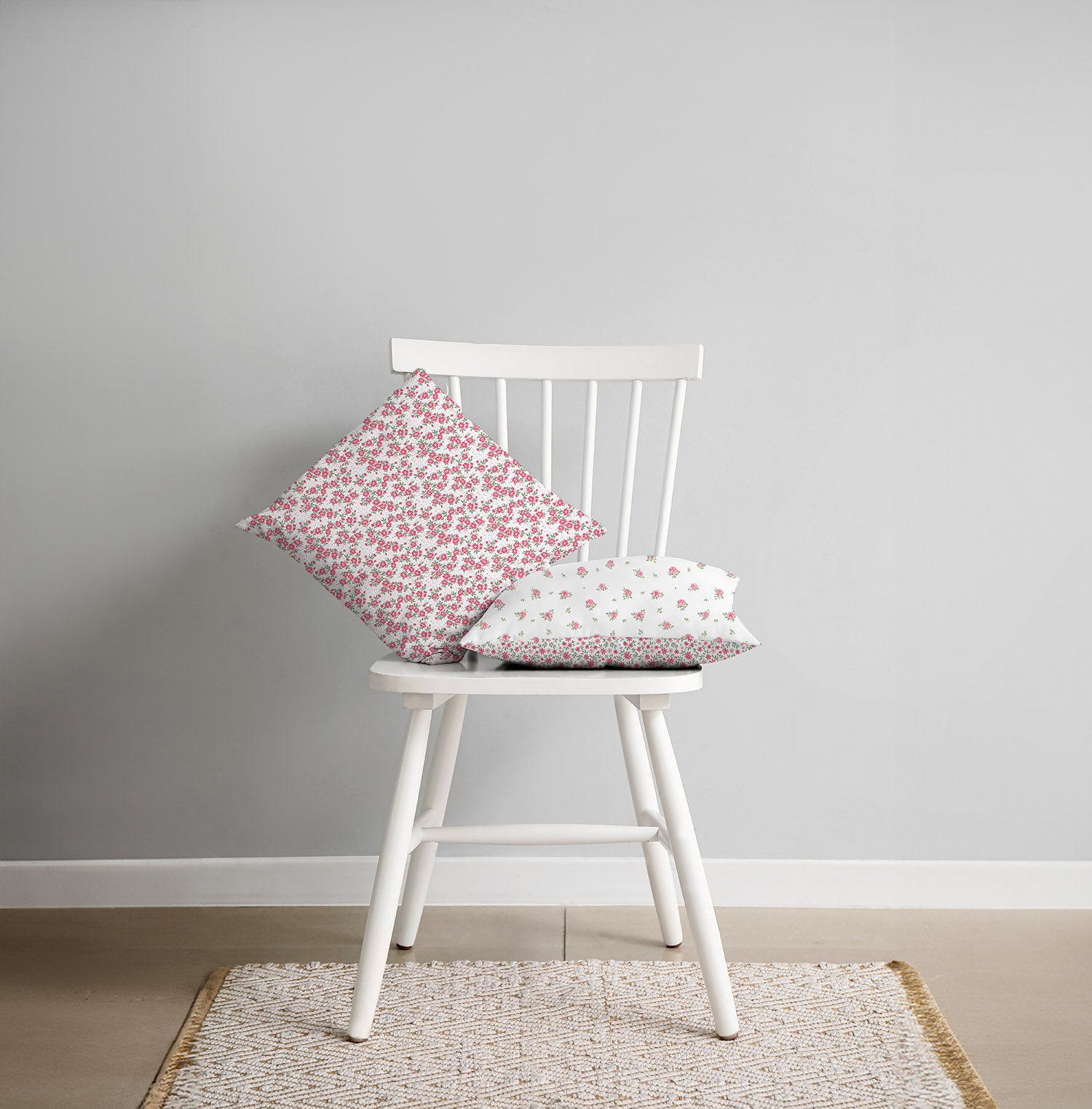 Popeline petites fleurs roses fond blanc – Image 7