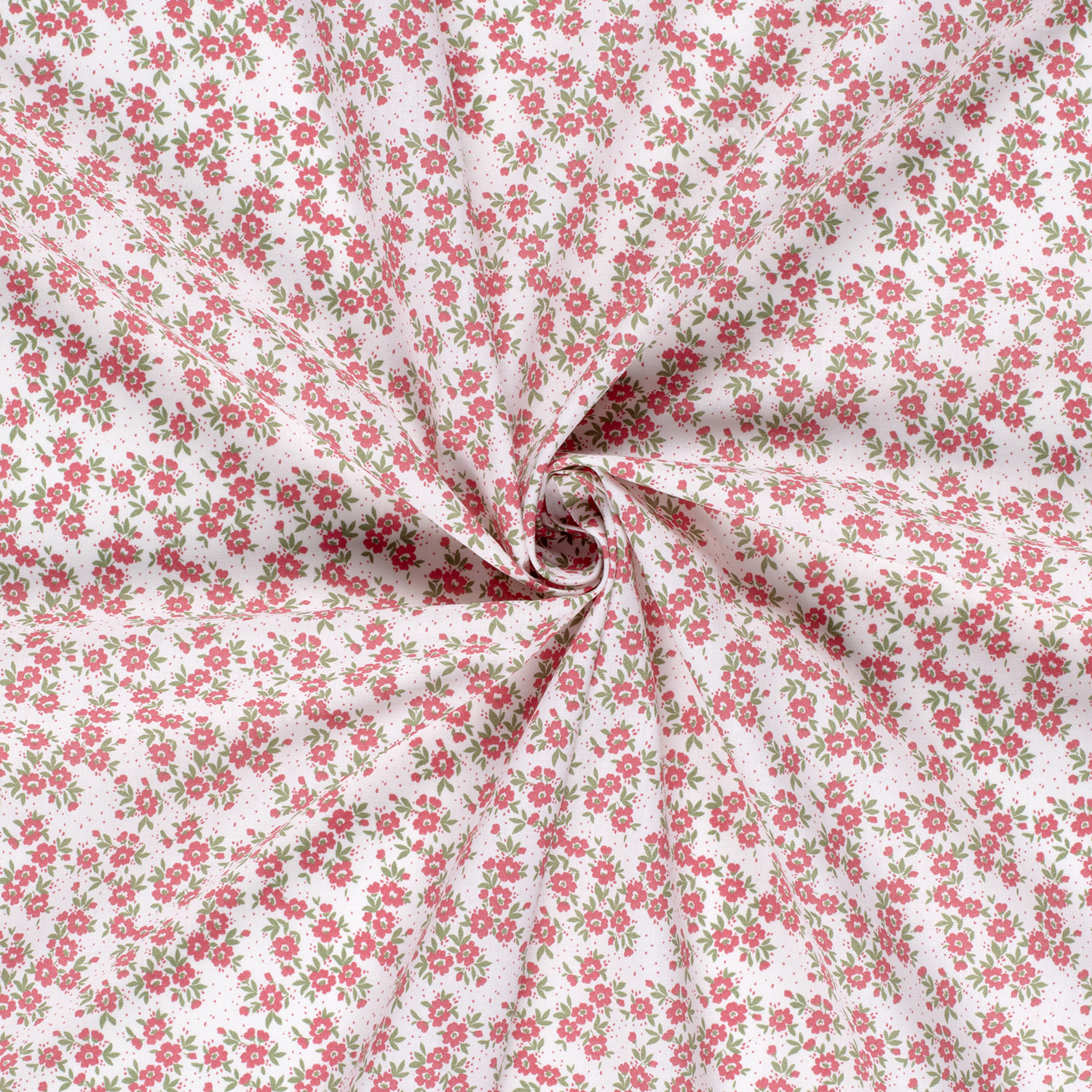 Popeline petites fleurs roses fond blanc – Image 3
