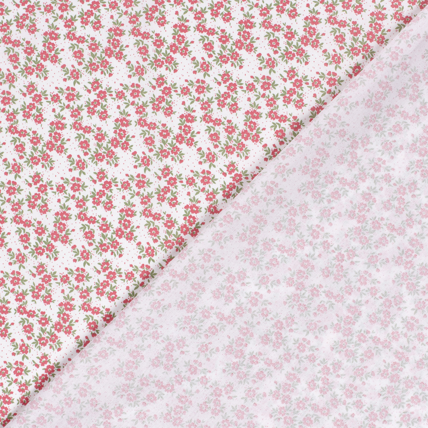Popeline petites fleurs roses fond blanc – Image 2