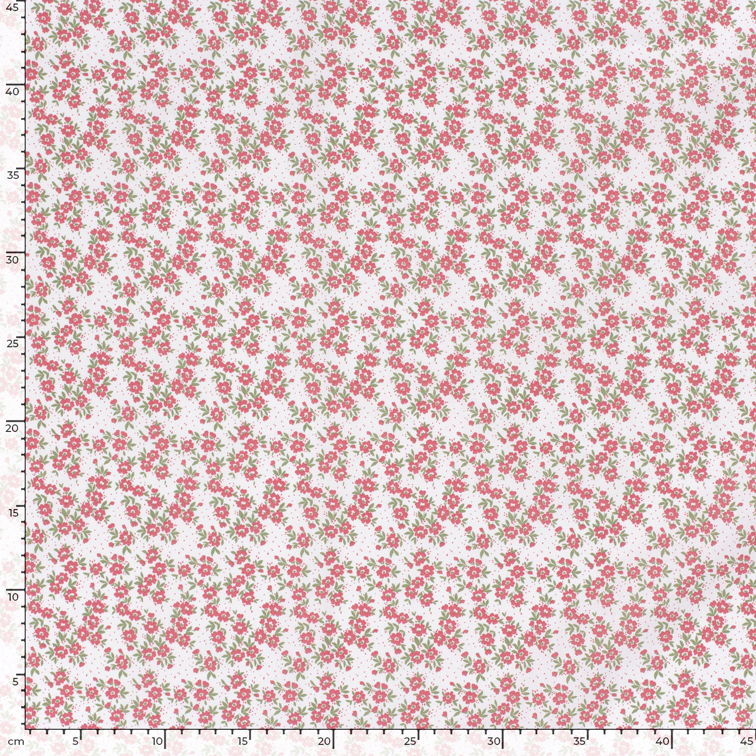 Popeline petites fleurs roses fond blanc – Image 5