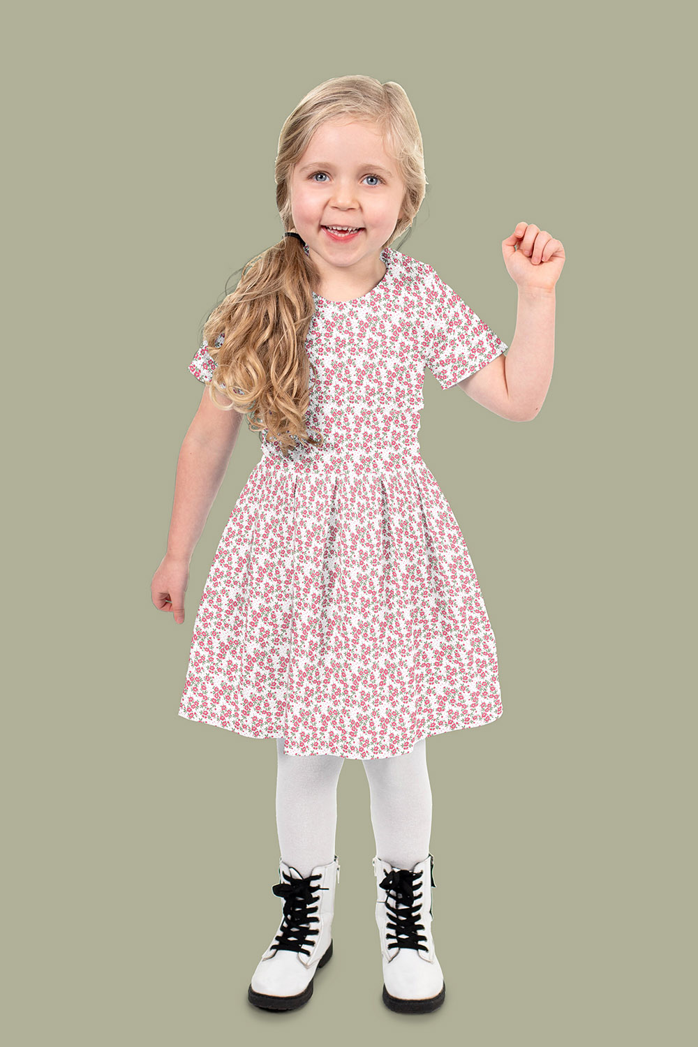 Popeline petites fleurs roses fond blanc – Image 6