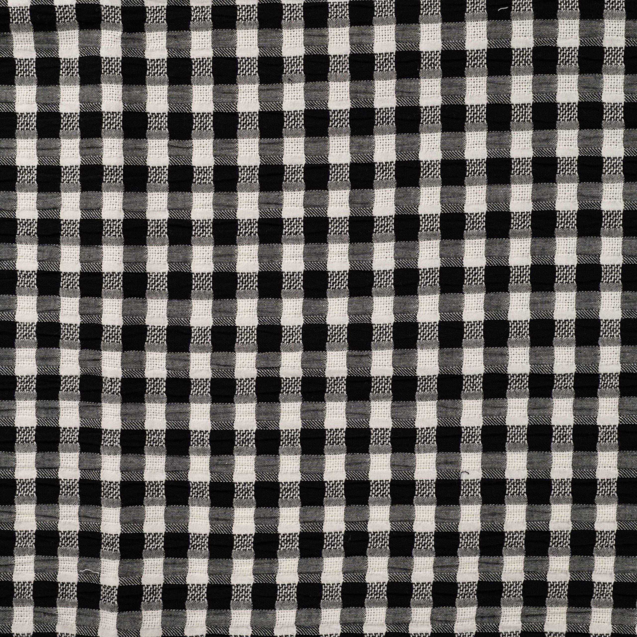 Seersucker carreaux noirs