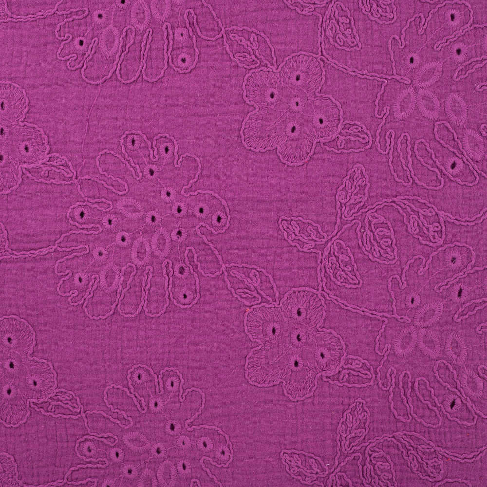 Double gaze brodée fushia