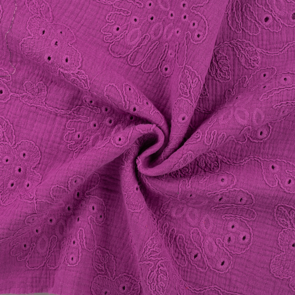 Double gaze brodée fushia – Image 3