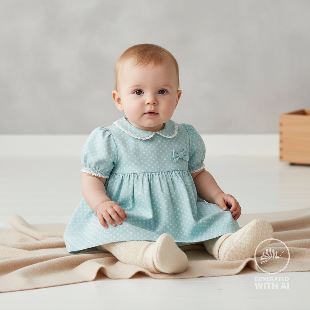 Popeline bleue petites fleurs – Image 6