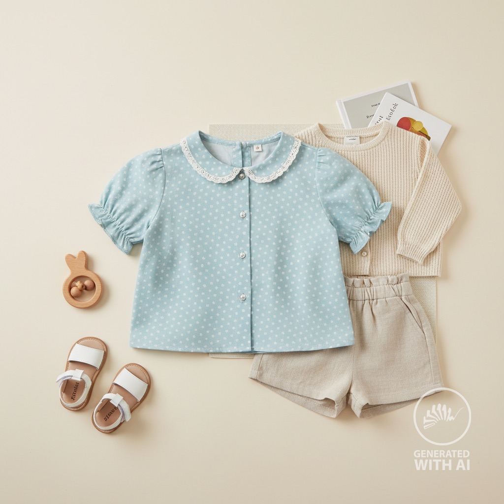 Popeline bleue petites fleurs – Image 7