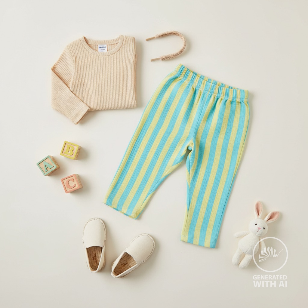 Double gaze rayée jaune et bleu – Image 8