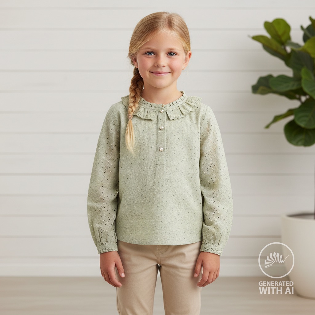 Coton brodé vert pâle – Image 6