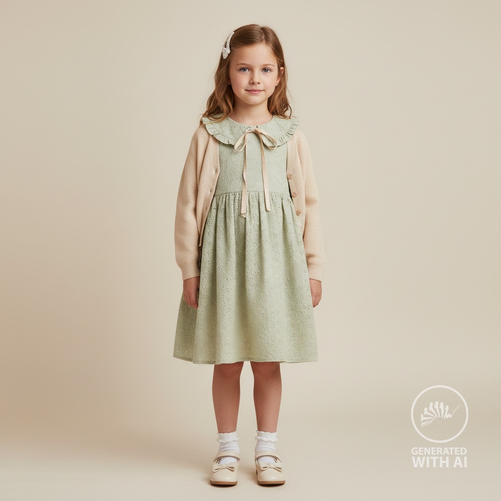 Coton brodé vert pâle – Image 7