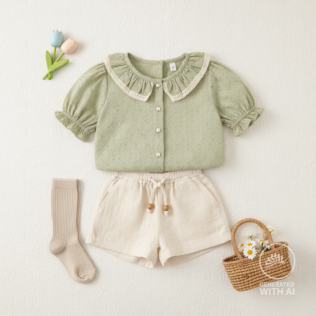 Coton brodé vert pâle – Image 8