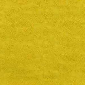 Coton brodé jaune motif cachemire