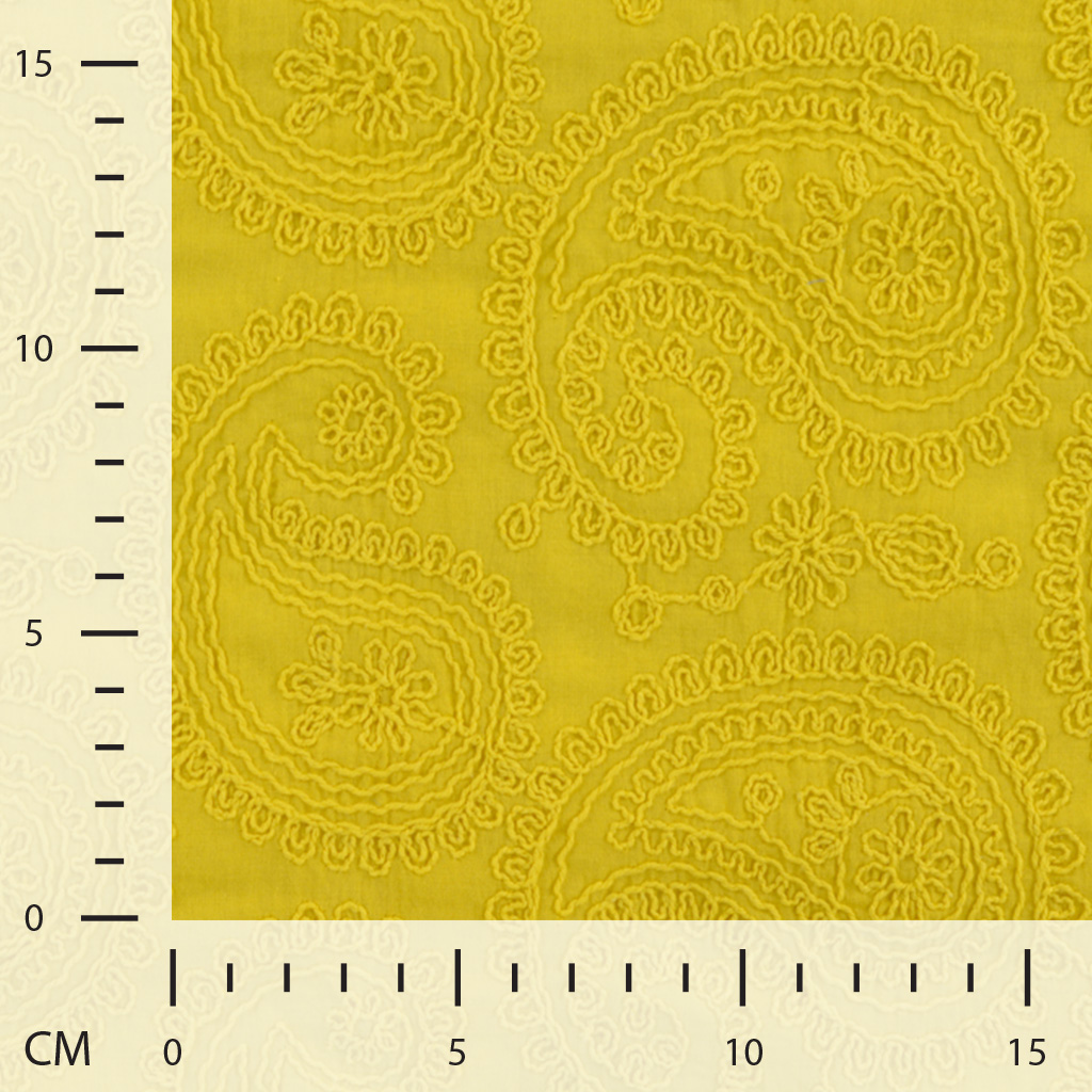 Coton brodé jaune motif cachemire – Image 4