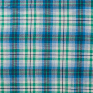 Coton carreaux bleu vert