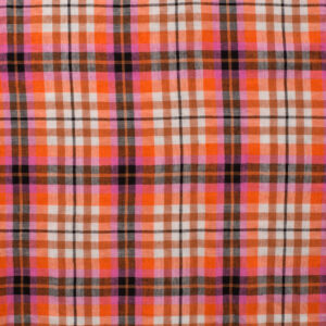Coton carreaux orange fushia