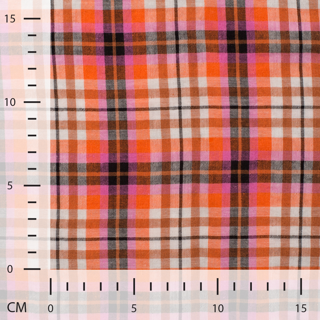 Coton carreaux orange fushia – Image 4