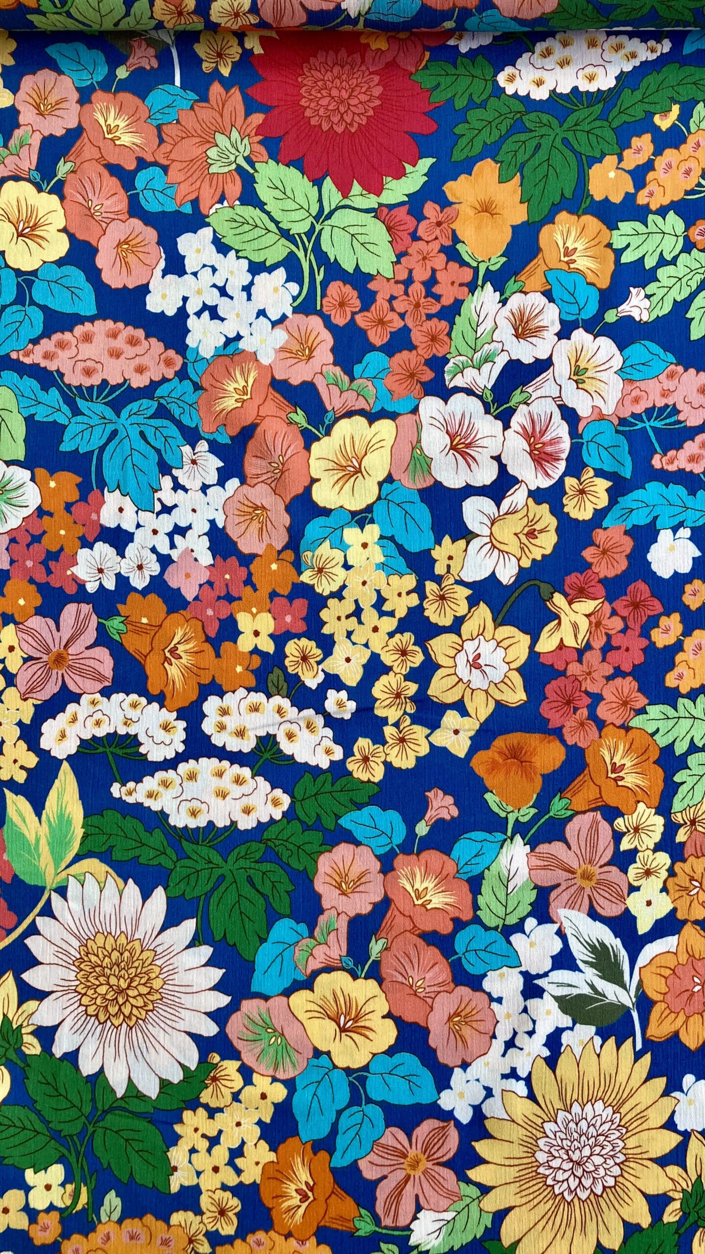 Crêpe de viscose fleurs vintage