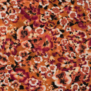 Viscose Chally orange à fleurs