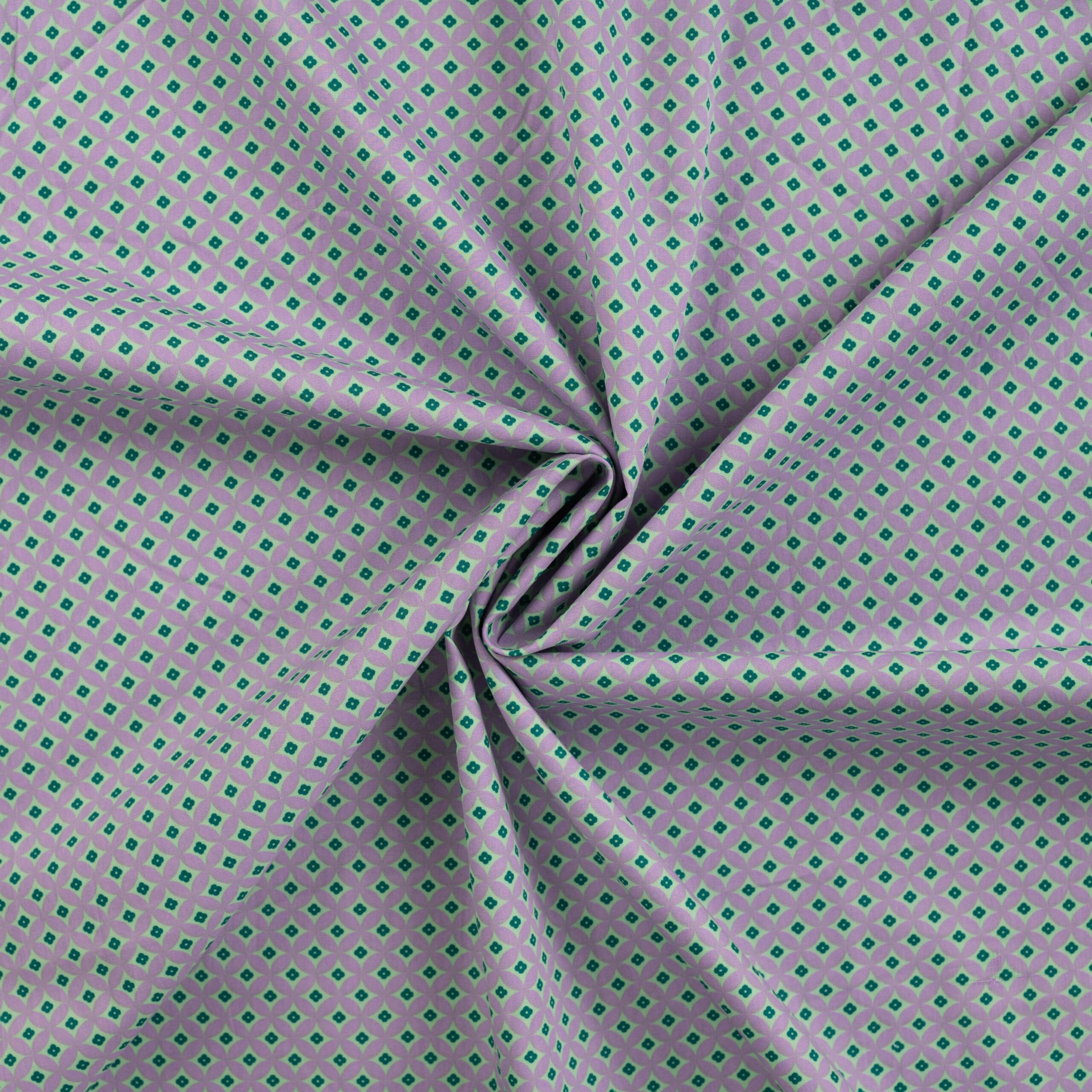 Popeline rétro fleurs violet